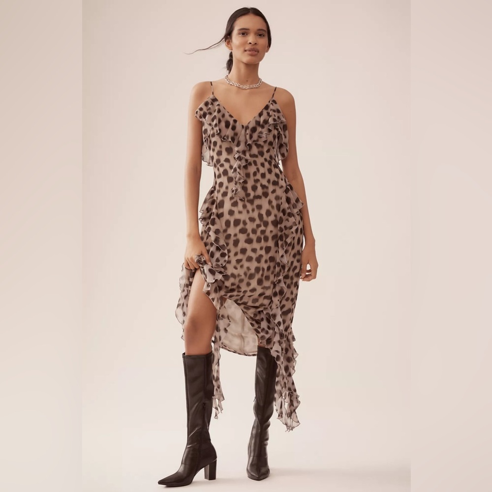 BNWT Sarah Haan Anthroplogie Grey Leopard Dress